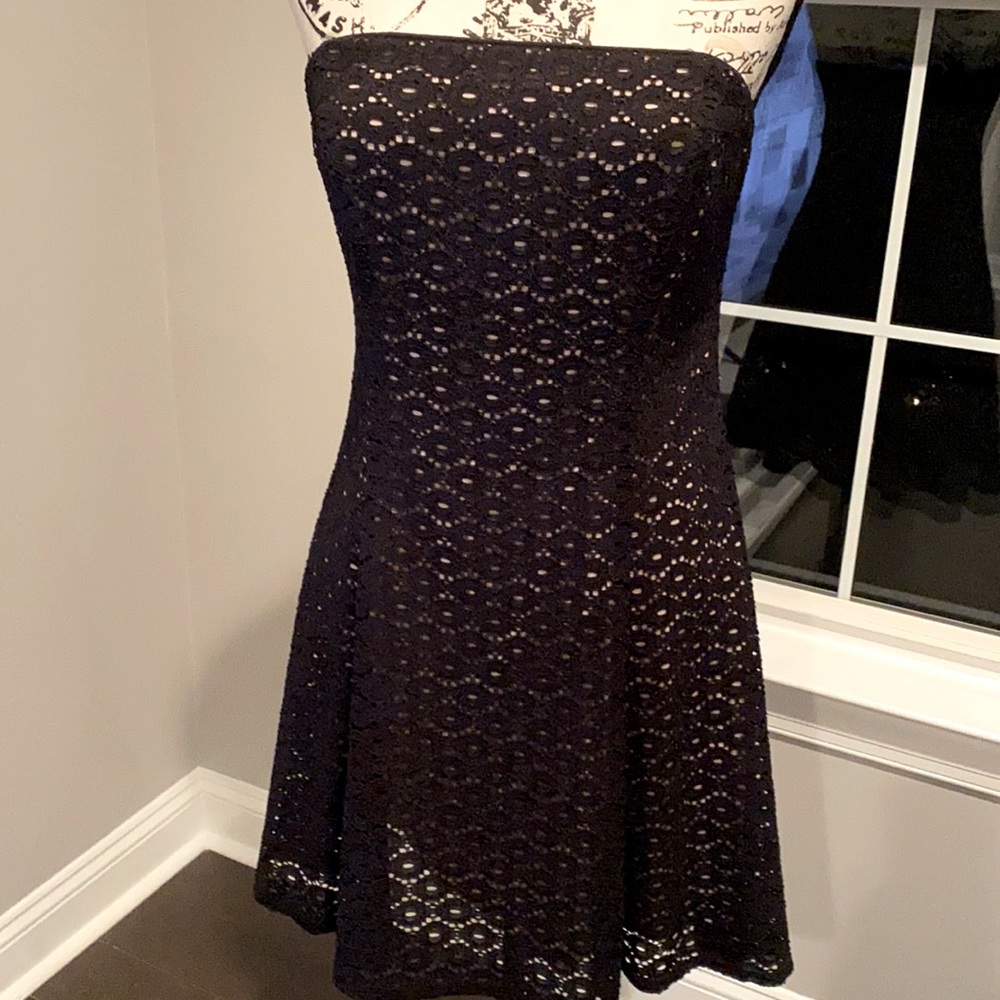 Black and Tan lace strapless dress 11/12